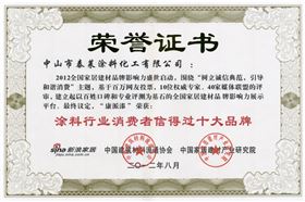 涂料行业消费者信得过十大品牌